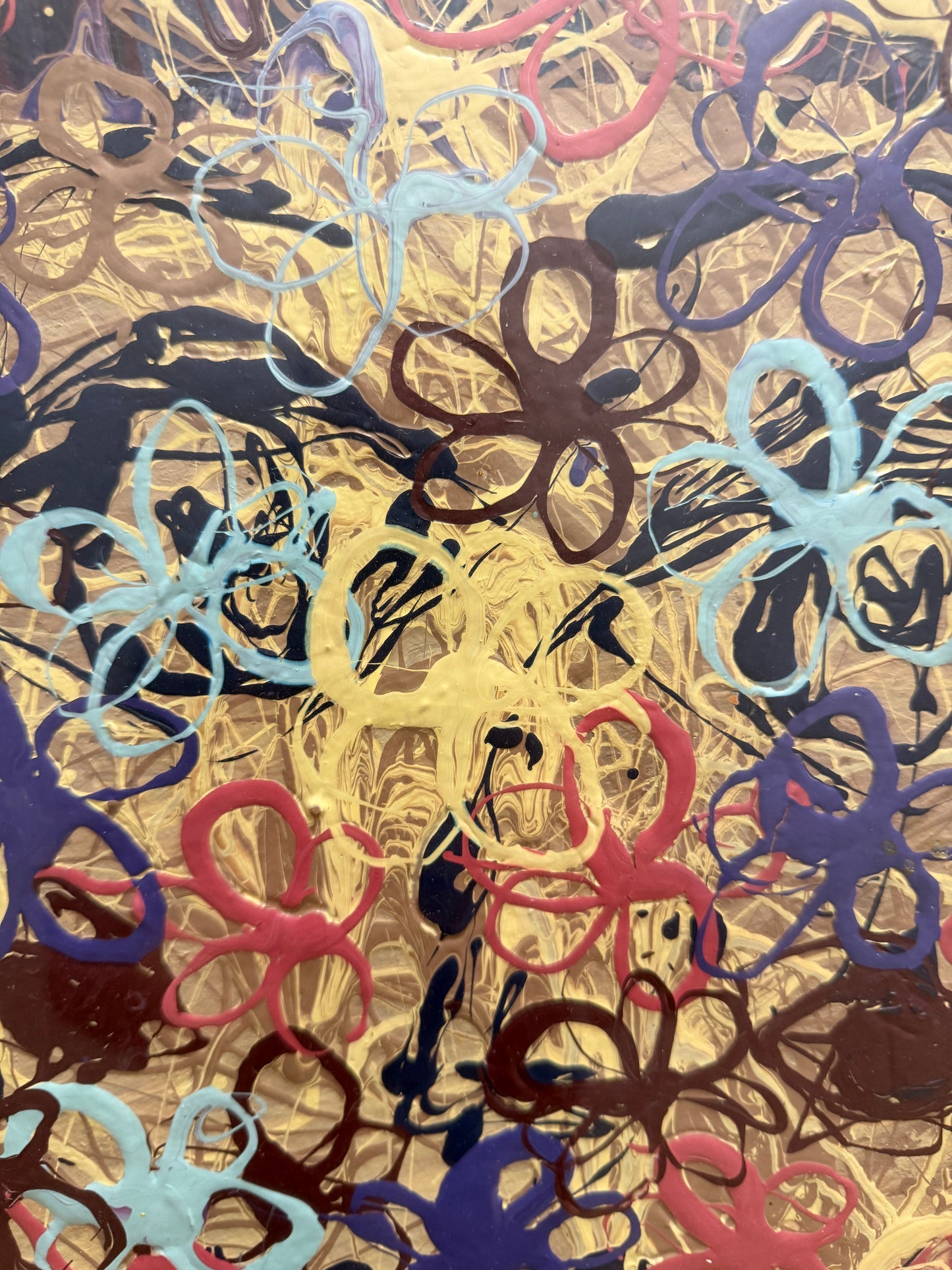 Colorful abstract pattern on a textured surface